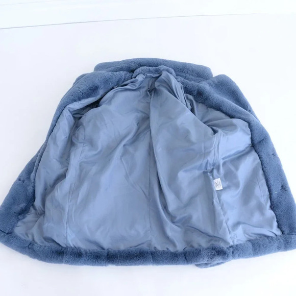 APPARIS  Stella Blue-Grey Faux Fur Lapel Teddy Winter Coat Cozy Thick Jacket S - Picture 15 of 15